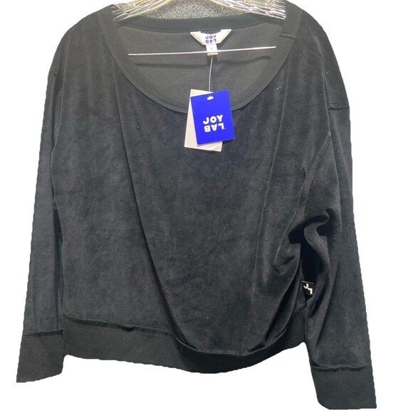 JoyLab Women’s Black Velour Long Sleeve Sweatshirt Small Soft Luxe Pullover NWT - Picture 2 of 9